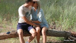 Blonde GF Risky Public Handjob And Blowjob At Park - porn video