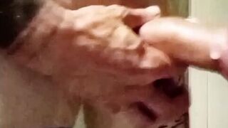 I masturbate by squeezing my balls and I cum yogurt - porn video