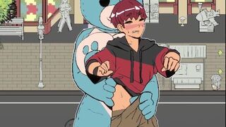 SEE my DICK jerked off by a SEX BEAR - porn video